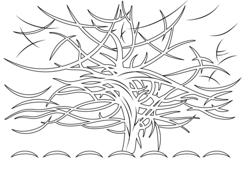 The Gray Tree By Piet Mondrian Coloring Page